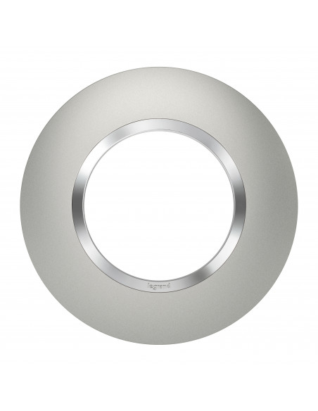 Plaque ronde dooxie 1 poste finition effet aluminium avec bague effet chrome LEGRAND 600975