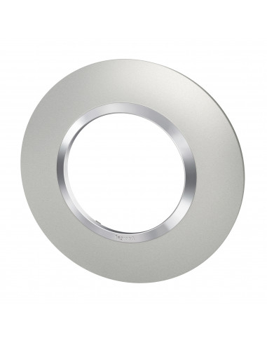 Plaque ronde dooxie 1 poste finition effet aluminium avec bague effet chrome LEGRAND 600975