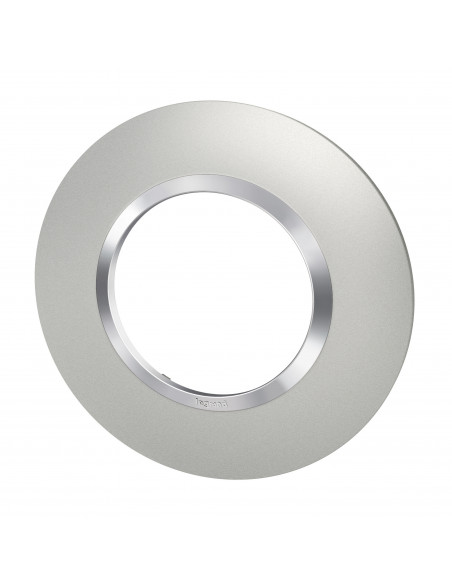 Plaque ronde dooxie 1 poste finition effet aluminium avec bague effet chrome LEGRAND 600975