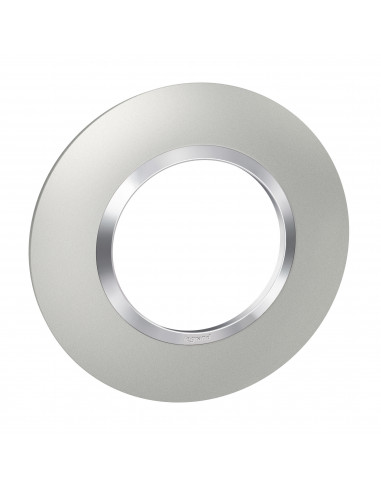 Plaque ronde dooxie 1 poste finition effet aluminium avec bague effet chrome LEGRAND 600975