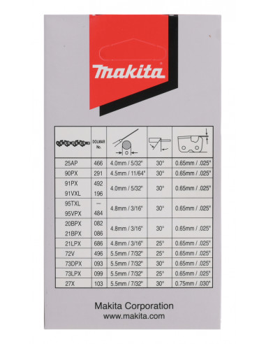 Chaîne de tronçonneuse 30cm 90PX 46 maillons MAKITA 191H01-8