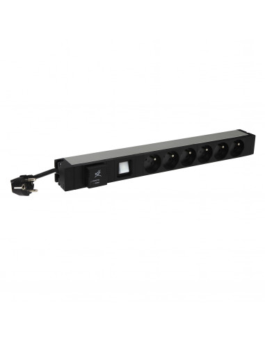 PDU avec parasurtenseur 19 pouces 1U LCS³ 6 prises 2P+T et cordon d'alimentation 3m avec fiche 2P+T 16A LEGRAND 646835