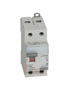 Interrupteur différentiel DX³-ID arrivée haute et départ bas à vis 2 Pôles 230V 40A type A 30mA 2 modules LEGRAND 411555