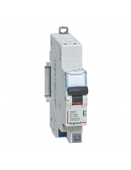 Disjoncteur DNX3 1P+N C 10A 6KA Bornes automatiques LEGRAND 406782
