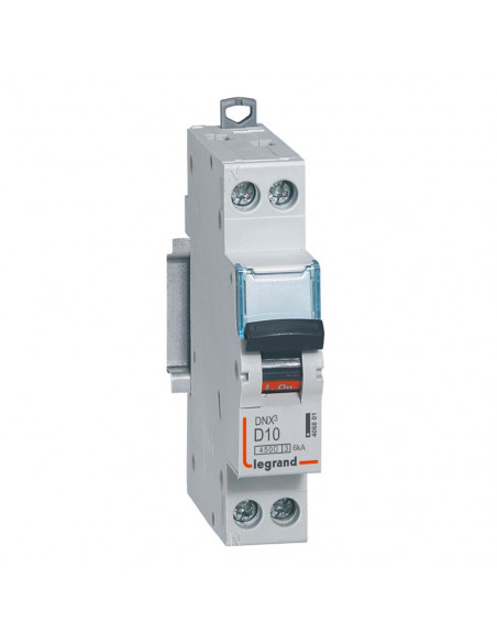 Disjoncteur DNX3 Vis/Vis U+N 230V Courbe D 10A 4,5KA 1 Module LEGRAND 406801