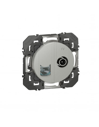 Prise TV + RJ45 catégorie 6 STP compacte Dooxie finition alu LEGRAND 600452
