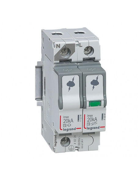 Parafoudre basse tension typeT2 Imax 20kA/pôle 1P+N 320V 2 modules LEGRAND 412224