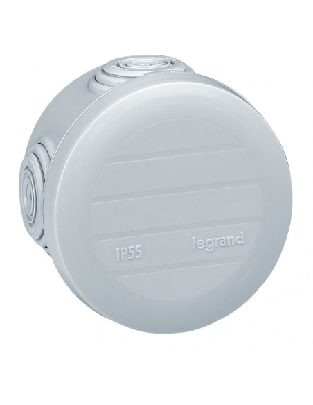 Boîte de dérivation ronde Plexo Ø60mm hauteur 40mm gris RAL7035 LEGRAND 092001
