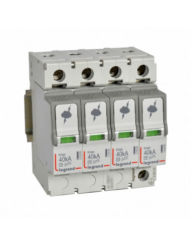 Parafoudre basse tension typeT2 Imax 40kA/pôle 4 Pôles 440 V ( IT ) 4 modules LEGRAND 412233