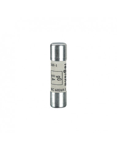 Cartouche industrielle cylindrique type gG 10x38mm sans voyant 6A LEGRAND 013306
