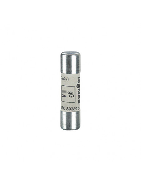 Cartouche industrielle cylindrique type gG 10x38mm sans voyant 4A LEGRAND 013304