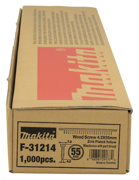 Vis en bande pour bois et agglomérés 4,2X55mm (1000 Pièces) MAKITA F-31214