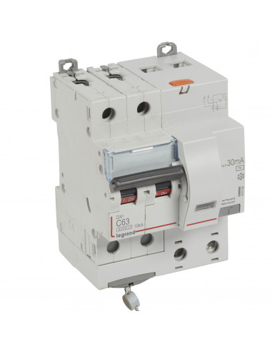 Disjoncteur différentiel monobloc DX3 10kA à vis 2 Pôles 400V 63A Type AC 30mA LEGRAND 411164