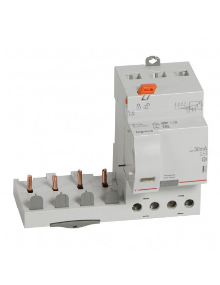 Bloc différentiel adaptable à vis DX³ pour disjoncteur 4 Poles 400V 63A type AC 30mA LEGRAND 410500