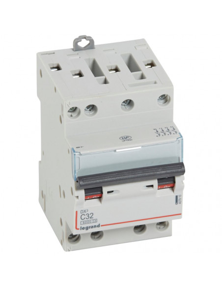Disjoncteur DX³6000 10kA arrivée haute et départ bas à vis 4 Pôles 400V 32A courbe C pour peigne HX³ optimisé LEGRAND 407910