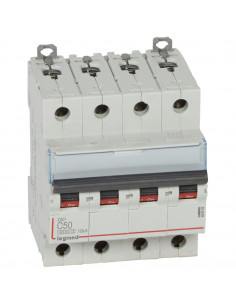 Disjoncteur DX³6000 10kA arrivée haute et départ bas à vis 4 Pôles 400V 50A courbe C pour peigne HX³ traditionnel LEGRAND 407903