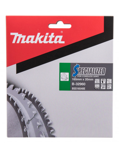 Lame de scie circulaire alliage T.C.T spécialisé 165 x 20 mm 40 dents pour bois MAKITA B-32960