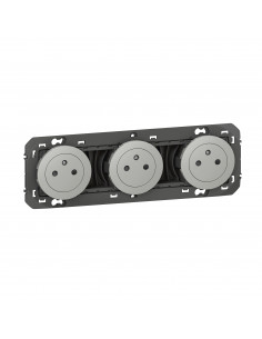 TRIPLE PRISE DE COURANT 2P+T SURFACE PRE-CABLEE ALUMINIUM DOOXIE LEGRAND 600433 2