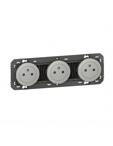 Triple prise de courant 2P+T Surface dooxie 16A précâblées finition alu DOOXIE LEGRAND 600433
