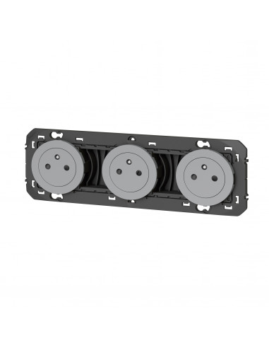 Triple prise de courant 2P+T Surface dooxie 16A précâblées finition alu DOOXIE LEGRAND 600433