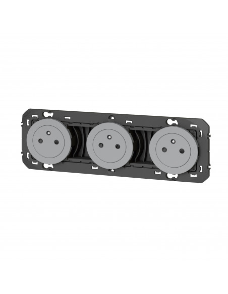 Triple prise de courant 2P+T Surface dooxie 16A précâblées finition alu DOOXIE LEGRAND 600433