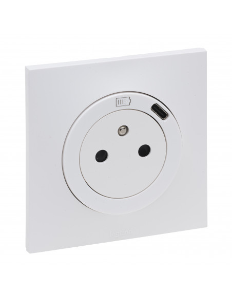 PRISE 2P+T FR SURF USB TYPE C BLANC COMPLET LEGRAND 091345