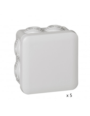 Lot de 5 boîtes de dérivation étanche Plexo 80x80mm LEGRAND 200159