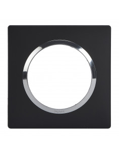 Plaque carrée dooxie 1 poste finition noir bague chromé LEGRAND 600895
