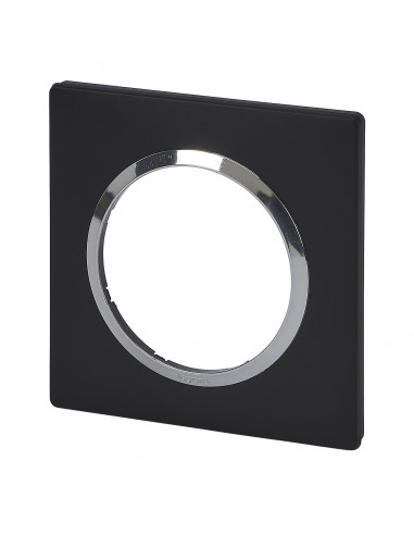Plaque carrée dooxie 1 poste finition noir bague chromé LEGRAND 600895