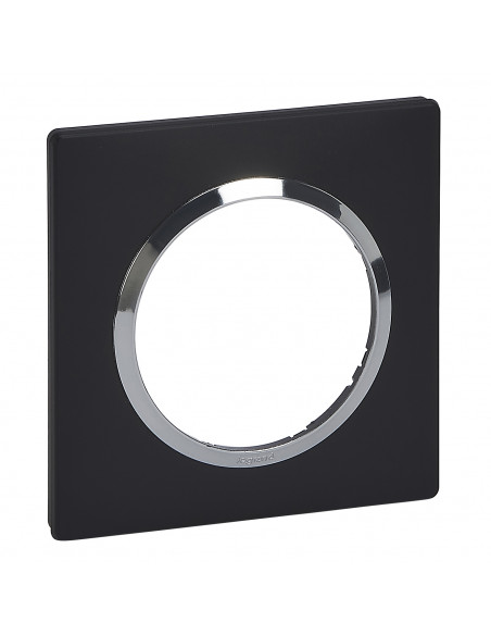 Plaque carrée dooxie 1 poste finition noir bague chromé LEGRAND 600895