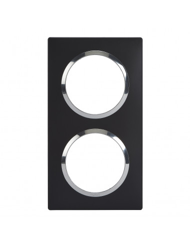 Plaque carrée dooxie 2 postes finition noir bague chromé LEGRAND 600896