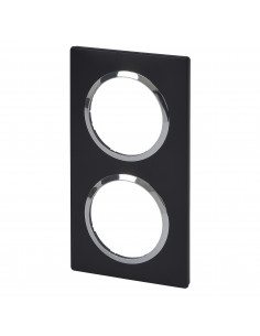 Plaque carrée dooxie 2 postes finition noir bague chromé LEGRAND 600896 2
