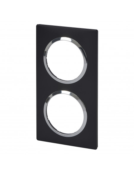 Plaque carrée dooxie 2 postes finition noir bague chromé LEGRAND 600896