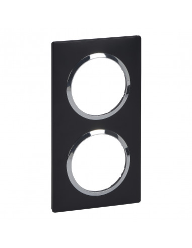 Plaque carrée dooxie 2 postes finition noir bague chromé LEGRAND 600896