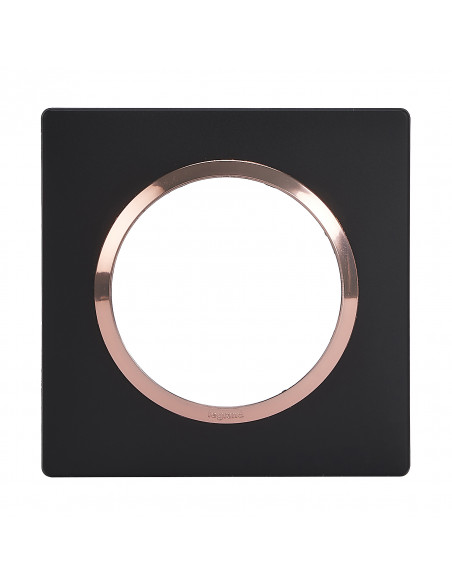 Plaque carrée dooxie 1 poste finition noir bague cuivre LEGRAND 600995