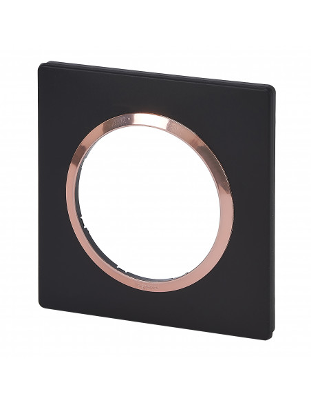 Plaque carrée dooxie 1 poste finition noir bague cuivre LEGRAND 600995