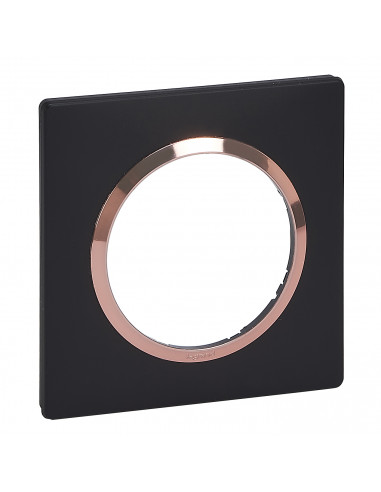 Plaque carrée dooxie 1 poste finition noir bague cuivre LEGRAND 600995