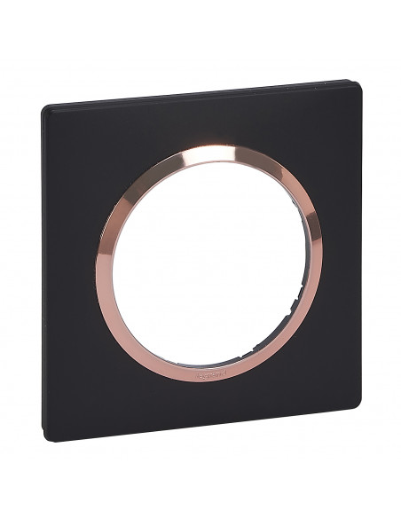 Plaque carrée dooxie 1 poste finition noir bague cuivre LEGRAND 600995