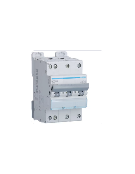 Disjoncteur 3P+N 6-10kA courbe C 40A 3 modules HAGER NFT840