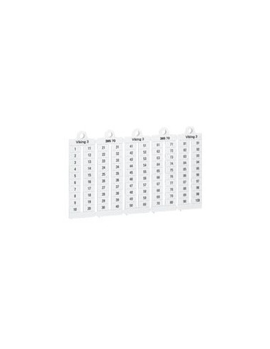 100 repères à lecture horizontale pour bloc de jonction viking 3 pas 6mm avec chiffres 1 à 50 LEGRAND 039519