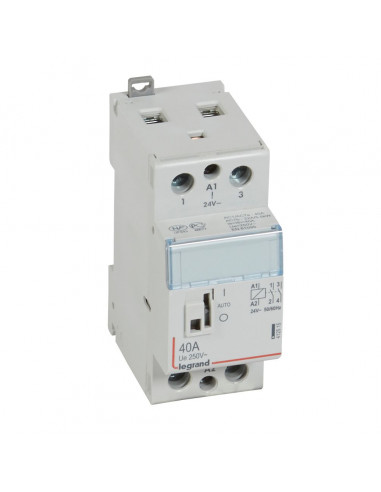 Contacteur de puissance CX³ commande manuelle bobine 24V 2 Pôles 250V 40A contact 2F 2 modules LEGRAND 412515