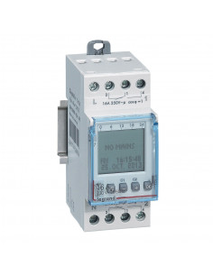 Interrupteur horaire digital modulaire programmable annuel 2 sorties 16A 250V alimentation 230V LEGRAND 412630