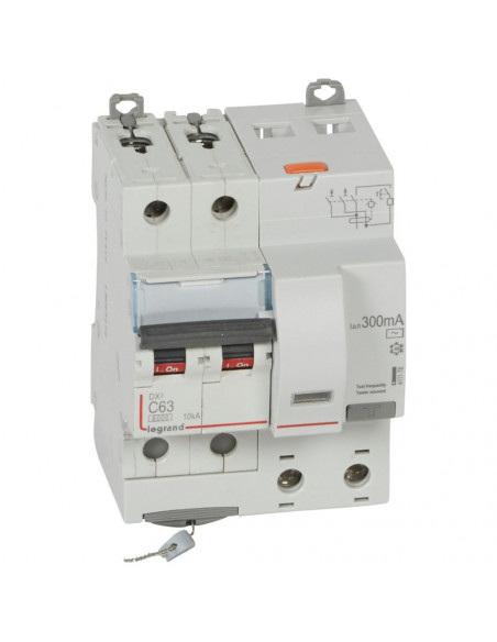 Disjoncteur différentiel monobloc DX³6000 10kA à vis 2 Pôles 230V à 400V 63A type AC 300mA LEGRAND 411178