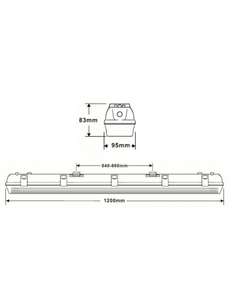 HWDP 1,2m 36W 4K capteur HF IP66 5x2,5mm² 150lm/W 8m INTEGRATECH HWDP-36124HORF