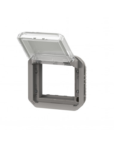 Adaptateur Plexo à volet transparent pour Mosaic composable gris LEGRAND 069580L