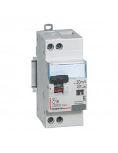 Disjoncteur différentiel DX³4500 U+N 230V 16A type AC 30mA courbe C 2 modules LEGRAND 410705