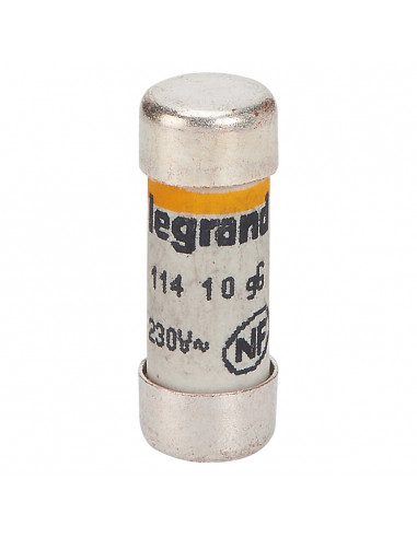Cartouche cylindrique domestique 8,5x23mm avec voyant 10A LEGRAND 011410