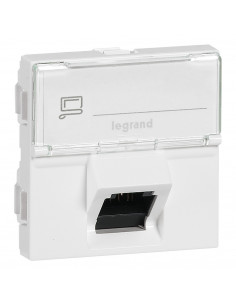 Prise RJ45 catégorie 6A STP inclinée à 45° avec blindage métal Mosaic 2 modules blanc LEGRAND 076508 2