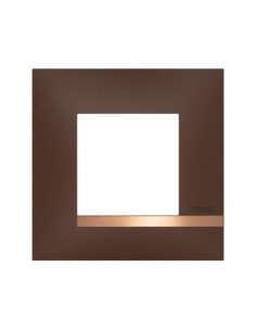 Plaque Altège Déco 1 poste Terre de sienne marron avec liseré effet cuivre BTICINO BTAL9TS1 2
