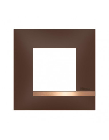 Plaque Altège Déco 1 poste Terre de sienne marron avec liseré effet cuivre BTICINO BTAL9TS1